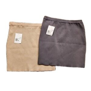 Forever 21 Black Bodycon Ribbed Mini Skirt High Waist Y2k Inspo Lot Medium